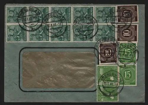 B12812 SBZ Brief Währungsreform Zehnfachfrankatur 1948 Dresden A 16 30.6.48