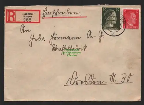 B9556 R-Brief Gebr. Hörmann A.-G. Lößnitz (Erzgeb) Kurt Leistner 1943