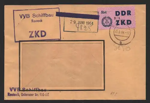 B-14511 DDR ZKD C 58 Rst 2/1 Brief Rostock echt gestempelt VVB Schiffbau