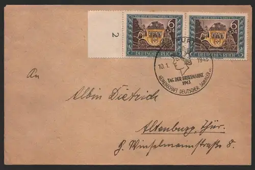 B-14487 Brief DR 828 FDC Tag der Briefmarke Erfurt 1943