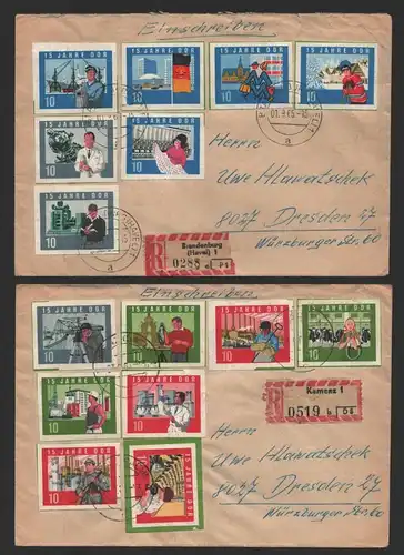 B-14594 2x Brief DDR 1059 B - 1073 B Marken a. Block 19 Einschreiben 1965 Kamenz