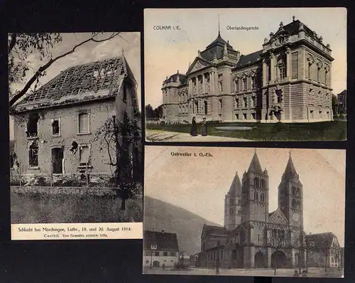 99662 3 AK Gebweiler Elsaß Colmar 1912 Oberlandesgericht Mörchingen 1914