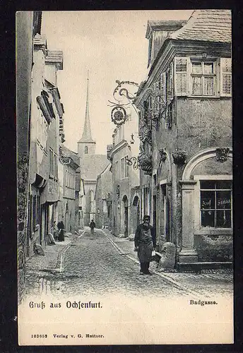 99515 AK Ochsenfurt Badgasse Verlag Huttner um 1910