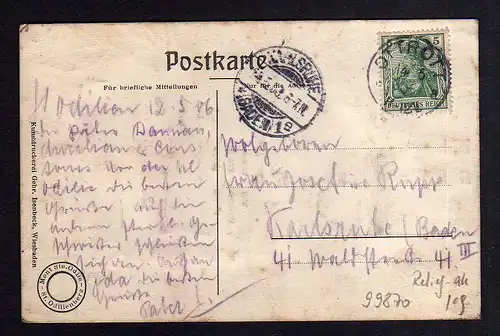 99870 AK St. Odilienberg Mont Sainte Odile Elsass Reliefkarte geprägt 1906