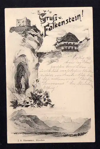 99988 AK Falkenstein Bayern 1897 Verlag Obernetter München
