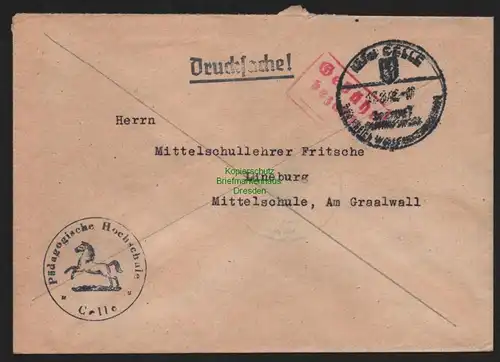 B10585 Brief BAZ Gebühr bezahlt 1946 Drucksache Celle nach Lüneburg