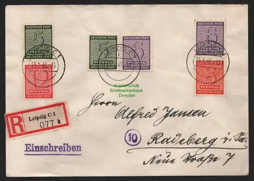 B11151 Brief SBZ Einschreiben Leipzig SZd 4 5 WZd 14 gepr. Ströh BPP 1946