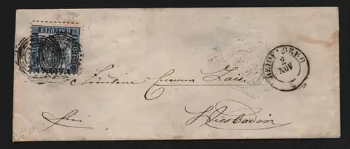 B11702 Brief Baden 19b Heidelberg ohne Jahreszahl um 1865 nach Wiesbaden