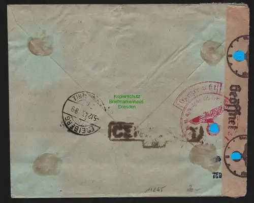 B11265 Brief Rumänien Zensur OKW 1943 nach Freiberg + Cenzurat Arad +3. unleserl