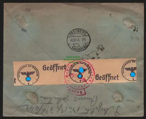 B11266 Brief Rumänien Zensur OKW 1943 nach Freiberg Einschreiben Bucuresti 24