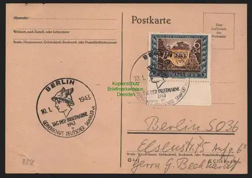 B11311 Postkarte Deutsches Reich DR 828 Tag der Briefmarke 1943 FDC Ersttag