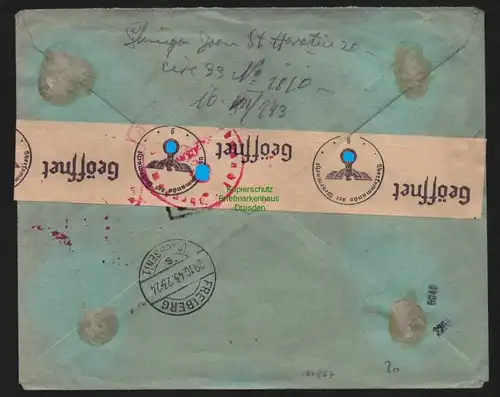 B11267 Brief Rumänien Zensur OKW 1943 nach Freiberg Einschreiben Bucuresti 22912