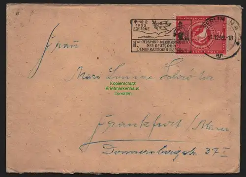 B11443 Brief Sowjetische Zone 223 21.12.1949 Werbestempel Schierke 1 Wintersport