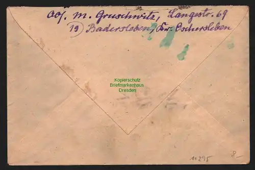 B11295 Brief Badersleben Kr. Oschersleben 1945 Gebühr bezahlt nach Holzminden