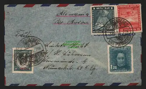 B11335 Brief Valparaiso Chile 1935 Dampfer Frankfurt Norddeutscher Lloyd Bremen
