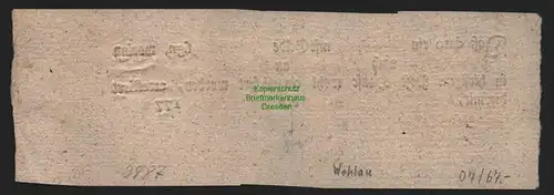 B11449 Wohlau 1772 Einlieferungsschein Geld Brief nach Glogau