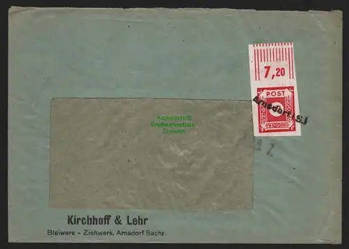 B11447 SBZ Brief 46 Notstempel Arnsdorf 1945 Kirchhoff  Lehr Bleiwerk Ziehwerk