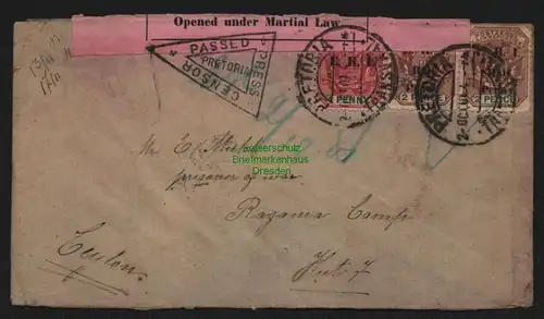 B11526 Brief Boer War Camp Ragama Ceylon Pretoria 1901 Burenkrieg Zensur