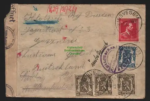 B11325 Brief Zwevegem Belgien 1941 nach Dresden Klotzsche Zensur OKW Radeberg