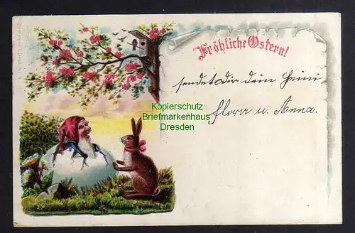 131354 AK Fröhliche Ostern 1902 Osterhase Zwerg im Osterei Hamburg