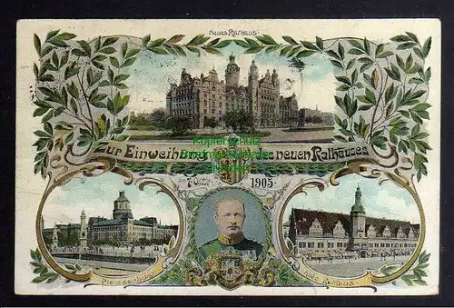 131591 AK Leipzig Einweihung des neuen Rathauses 7. Oktober 1905 Flaggenstempel