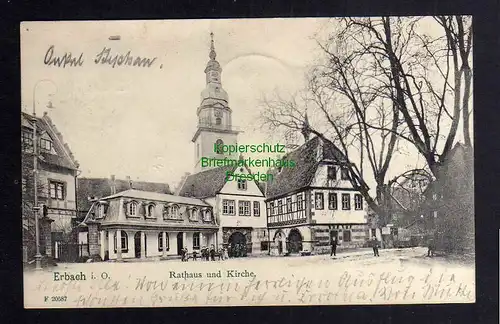 131366 AK Erbach i. O. Rathaus Kirche 1905 Odenwald