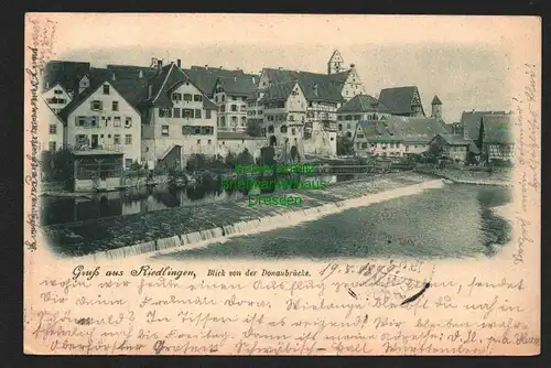 143921 AK Riedlingen Blick von der Donaubrücke 1899