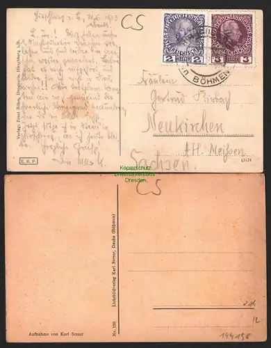 144196 2 AK Seebad Thammühl  bei Hirschberg in Böhmen mit Bösig 1913