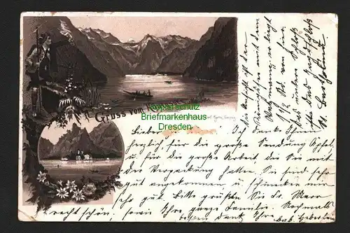 143906 AK Litho Königssee Schönau Berchtesgadener Alpen um 1900