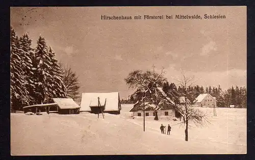 92924 AK Hirschenhaus mit Försterei bei Mittelwalde Schlesien 1925
