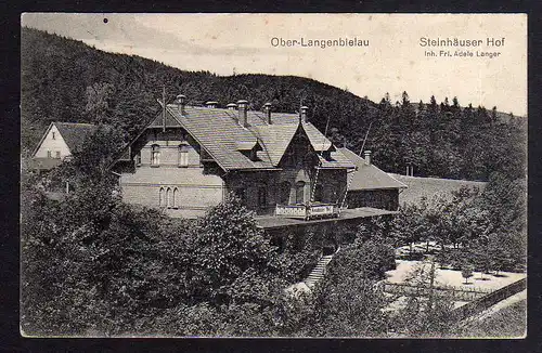 92859 AK Ober Langenbielau Hotel Steinhäuser Hof  Riesengebirge 1916 Reichenbach