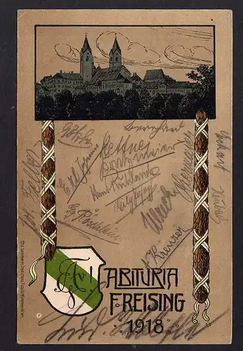 92178 AK Studentika Abituria Freising 1918 viele Unterschriften