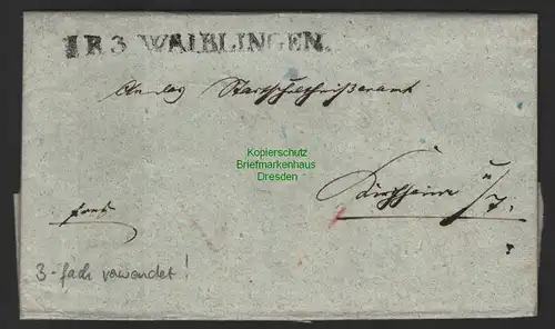 B10083 Vorphila Faltbrief Waiblingen Kirchheim 1835 doppelt verwendet