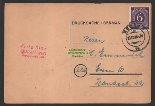 B10242 Drucksache Essen West 1946 Turn Verein Cronenberg 1887