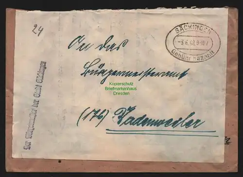 B10333 Brief BAZ Gebühr bezahlt 1948 Säckingen Der Bürgermeister n. Badenweiler