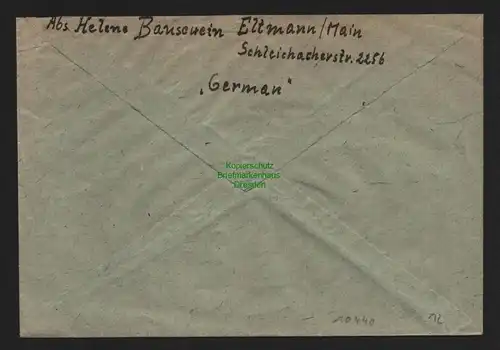 B10440 Brief BAZ Gebühr bezahlt 1946 Taxe percue Eltmann Main nach Würzburg