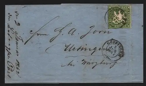 B11754 Brief Württemberg 18 x Göppingen nach Uettingen 1861