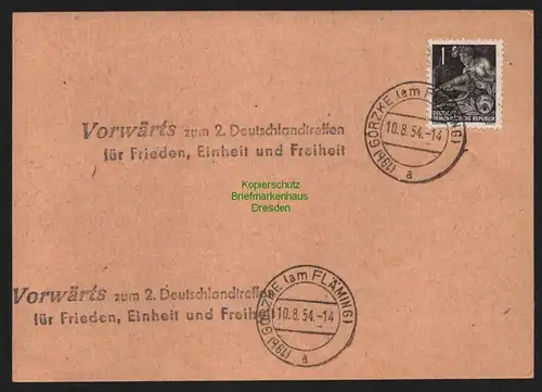 B11565 Postkarte Görzke am Fläming Vorwärts zum 2. Deutschlandtreffen Frieden
