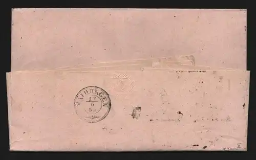 B11737 Brief Württemberg 2a V gepr. Irtenkauf BPP Lauffen a. N. n. Vahingen 1855