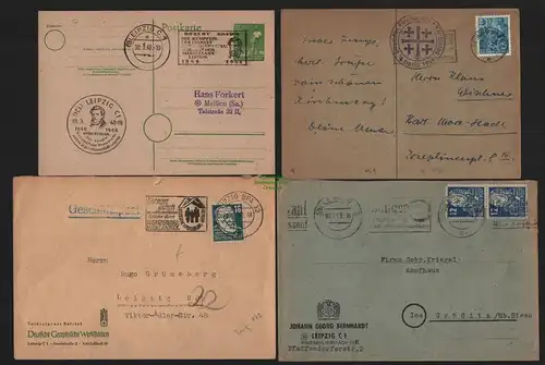 B11563 8x Brief Gedenkkarte Reklamen Kirchentag Leipzig 1954 Deutsche an e Tisch