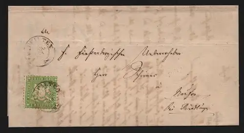 B11756 Brief Württemberg 25 EF 1866 gepr. Irtenkauf BPP