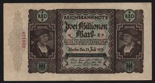 B13591 Deutsches Reich Inflation 1923 Zwei Millionen Mark 23. Juli 23