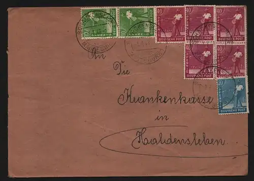 B13570 Brief SBZ Währungsreform 1948 Zehnfach Frankatur Schackensleben nach
