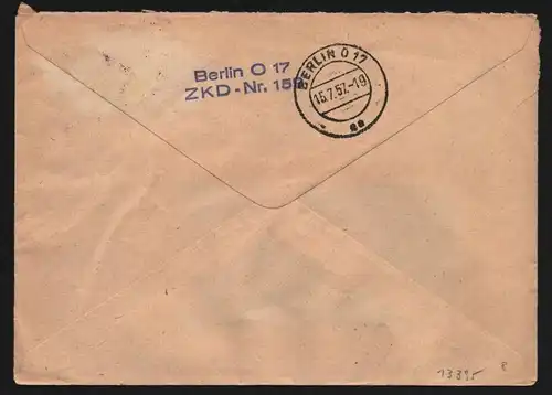 B13395 DDR Dienst ZKD 14 1602 Brief 1957 BerlinVEB Druckwalzen und Gummiwaren