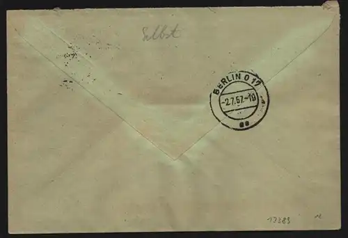 B13389 DDR Dienst ZKD 14 1602 Brief 1957 Berlin O17 ZKD Nr. 159 an ZKD 160
