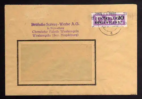 B1718 DDR ZKD 11 Kontrollnummer 7015 Staßfurt Brief Deutsche Handelszentrale Mag