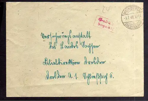 B1976 Brief SBZ Gebühr bezahlt 1948 Währungsreform Weinböhla Bz. Dresden