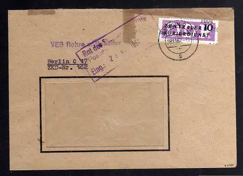 B1619 DDR Aufdruck Kontrollzahlen 1604 Berlin ZKD 10 Brief VEB Rohre und Behälte