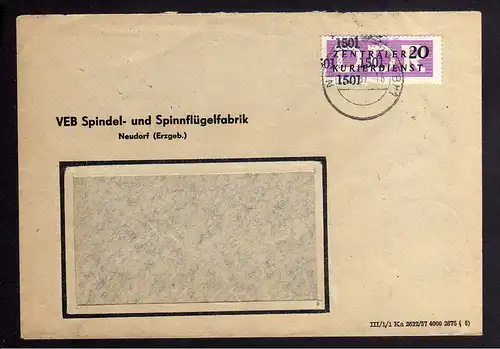 B1691 DDR ZKD 15 Kontrollnummer 1501 Annaberg Brief VEB Spindel- und Spinnflügel
