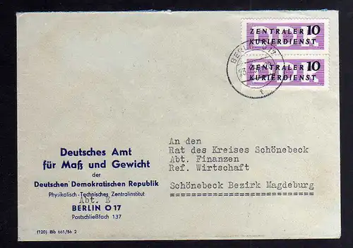 B1655 DDR ZKD 2x 6 Brief Deutsches Amt für Maß und Gewicht Berlin ZKD 137 nach S